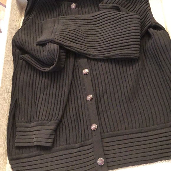 DIOR Christian Dior Paris Black Sweater Cardigan Size 10, 17” armpit to armpit, - Picture 6 of 15
